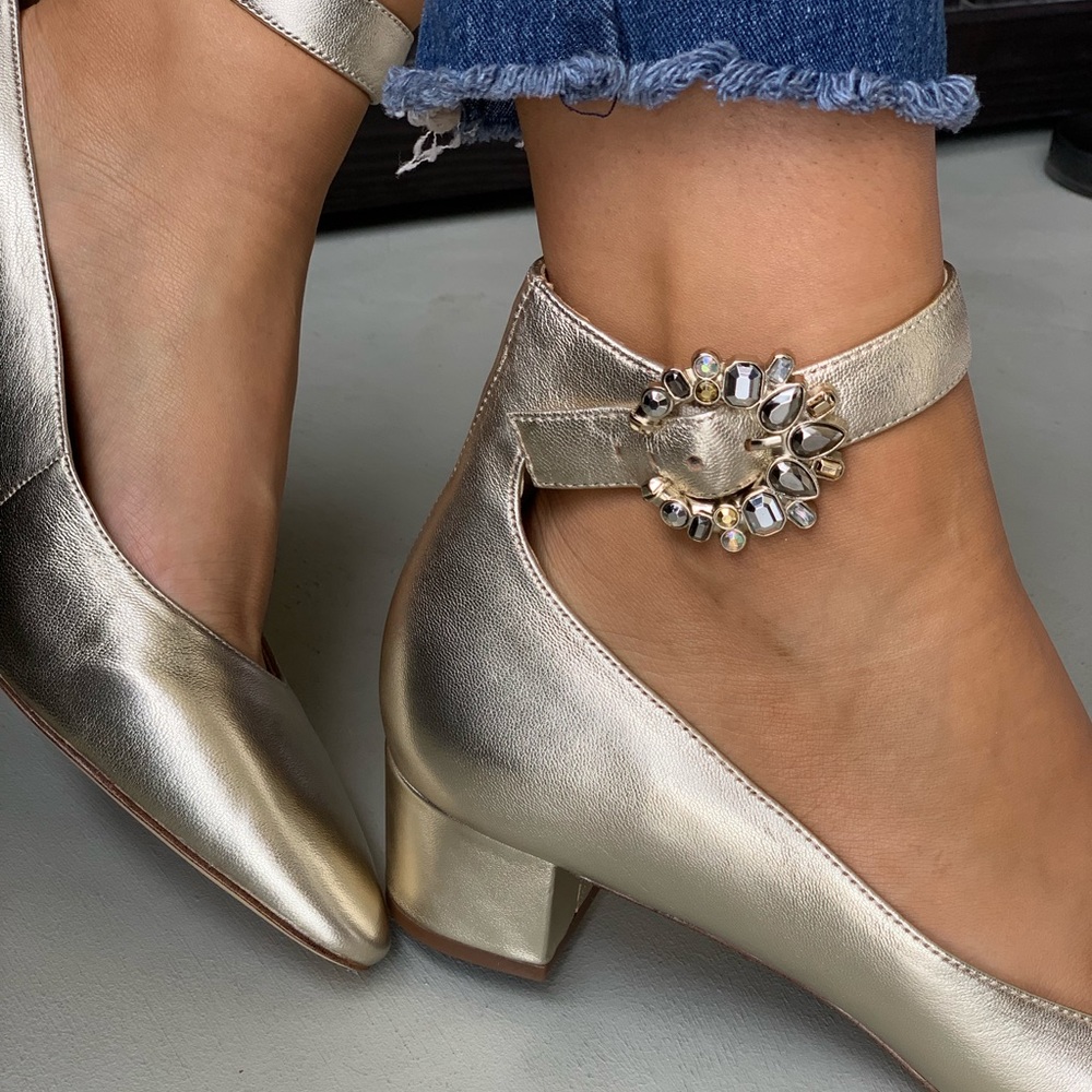 Light Gold Embellished Brooch Mary Jane Pump - Picture 3 of 7